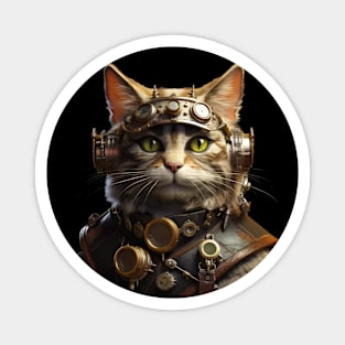 Steam and Whiskers: The Steampunk Cat Art Magnet